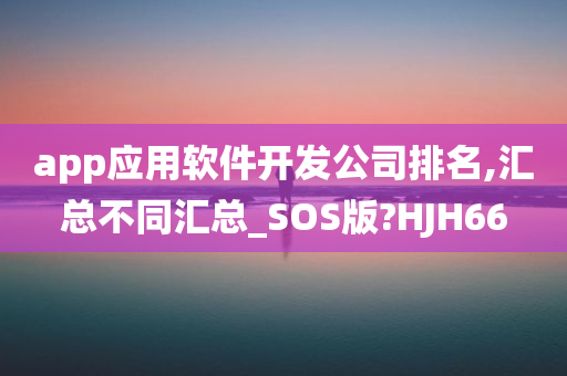 app应用软件开发公司排名,汇总不同汇总_SOS版?HJH66