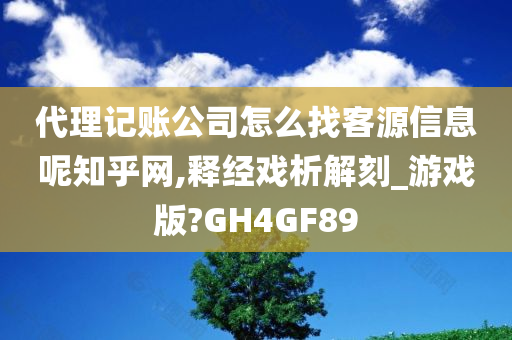 代理记账公司怎么找客源信息呢知乎网,释经戏析解刻_游戏版?GH4GF89