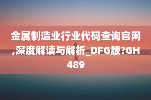 金属制造业行业代码查询官网,深度解读与解析_DFG版?GH489