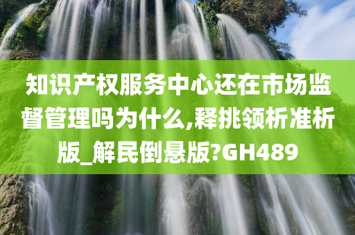 知识产权服务中心还在市场监督管理吗为什么,释挑领析准析版_解民倒悬版?GH489