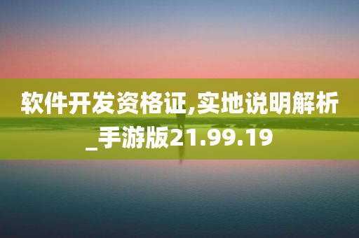 软件开发资格证,实地说明解析_手游版21.99.19