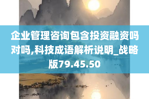 企业管理咨询包含投资融资吗对吗,科技成语解析说明_战略版79.45.50